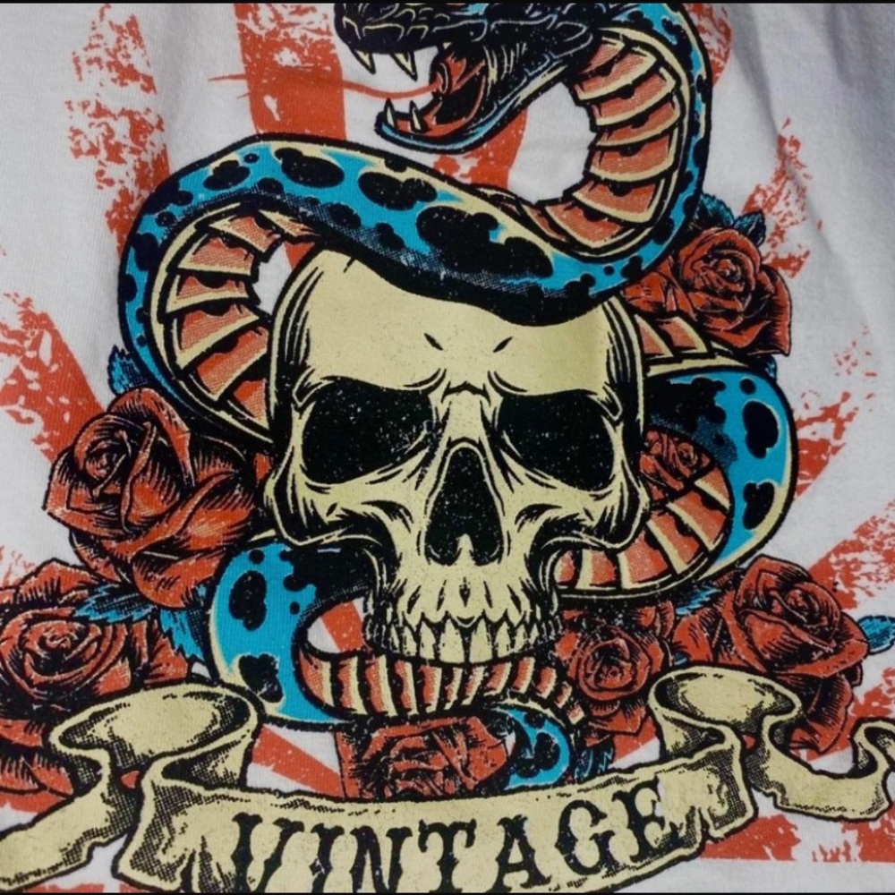 Vintage Skull and Snake Graphic Tee